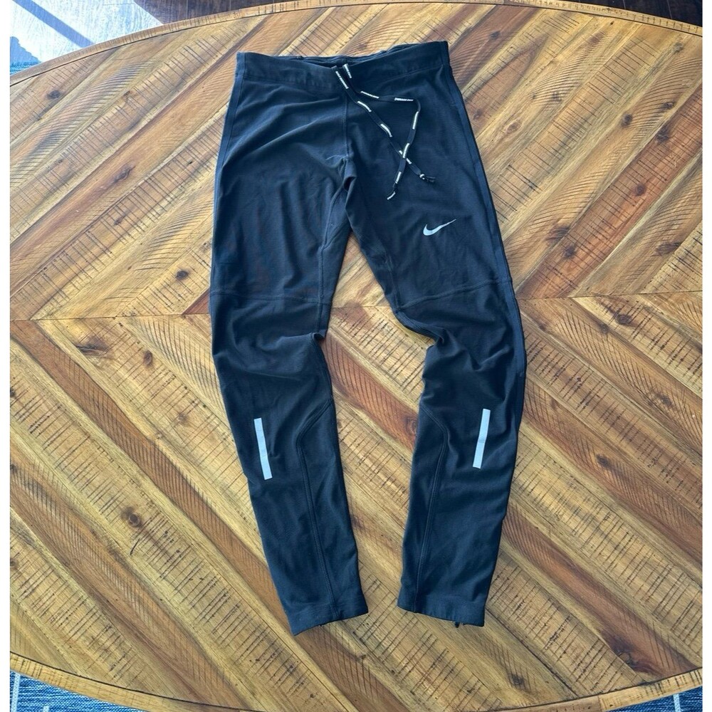 Nike Dri-FIT Running Tights Men’s Large Black Reflective Performance Athletic Le